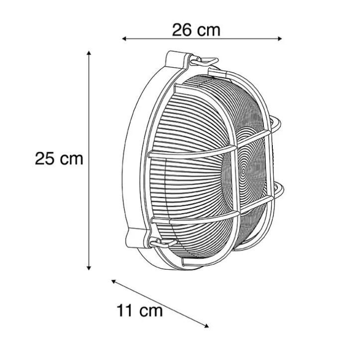 Industrielle runde Wandleuchte schwarz IP44 - Noutica