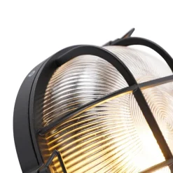 Industrielle runde Wandleuchte schwarz IP44 - Noutica