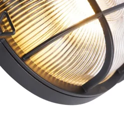 Industrielle runde Wandleuchte schwarz IP44 - Noutica