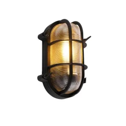 Industrielle Wand- und Deckenleuchte schwarz oval IP44 - Noutica