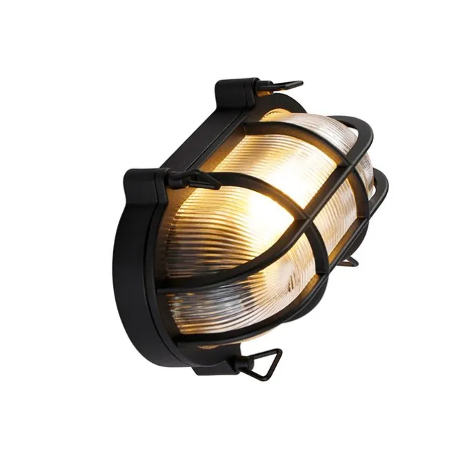 Industrielle Wand- und Deckenleuchte schwarz oval IP44 - Noutica