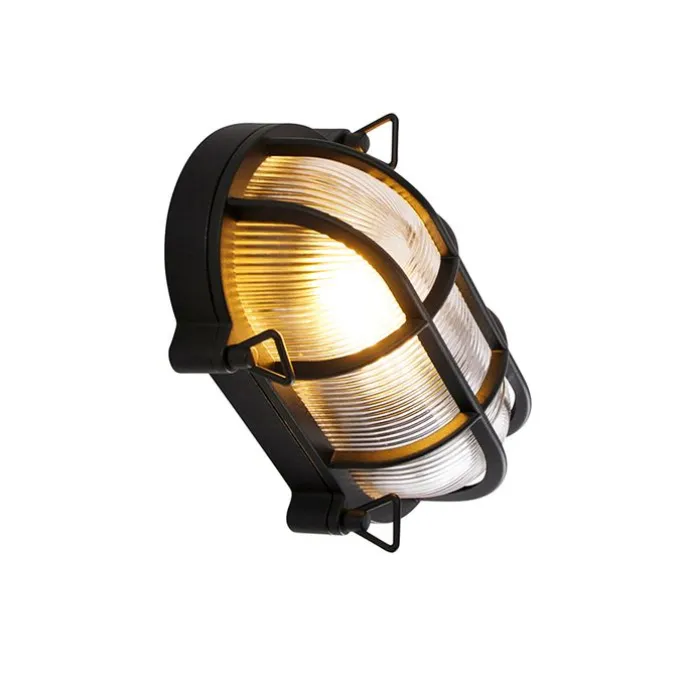 Industrielle Wand- und Deckenleuchte schwarz oval IP44 - Noutica