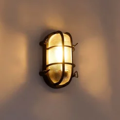 Industrielle Wand- und Deckenleuchte schwarz oval IP44 - Noutica