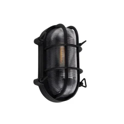 Industrielle Wand- und Deckenleuchte schwarz oval IP44 - Noutica
