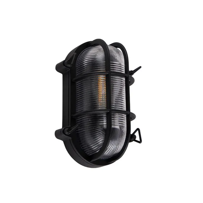 Industrielle Wand- und Deckenleuchte schwarz oval IP44 - Noutica
