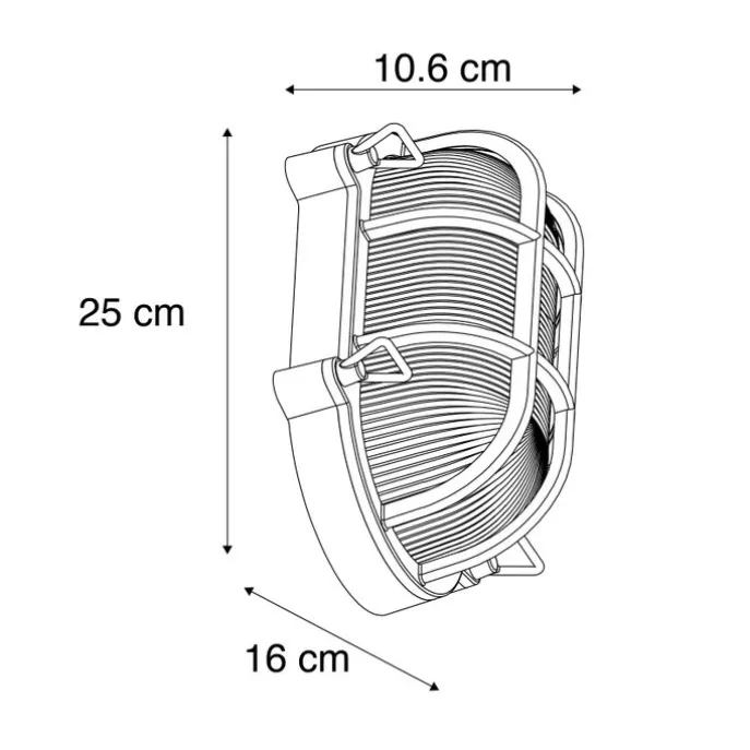 Industrielle Wand- und Deckenleuchte schwarz oval IP44 - Noutica