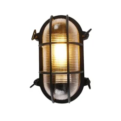 Industrielle Wand- und Deckenleuchte schwarz oval IP44 - Noutica