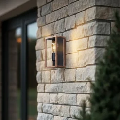 Industrielle Wandleuchte Holzoptik 26 cm IP44 - Charlois