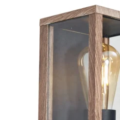 Industrielle Wandleuchte Holzoptik 26 cm IP44 - Charlois
