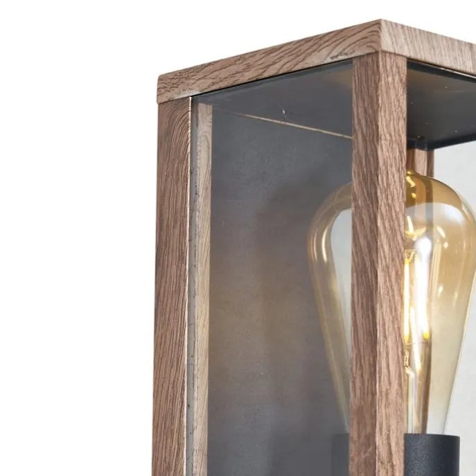 Industrielle Wandleuchte Holzoptik 26 cm IP44 - Charlois