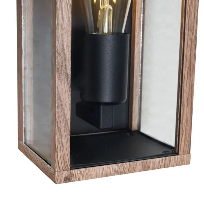 Industrielle Wandleuchte Holzoptik 26 cm IP44 - Charlois