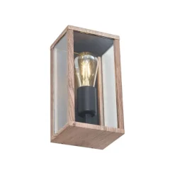 Industrielle Wandleuchte Holzoptik 26 cm IP44 - Charlois