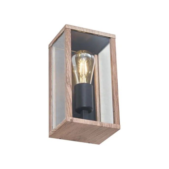 Industrielle Wandleuchte Holzoptik 26 cm IP44 - Charlois