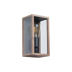 Industrielle Wandleuchte Holzoptik 26 cm IP44 - Charlois