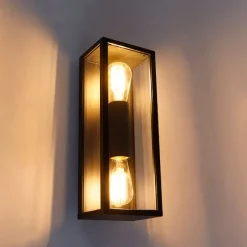 Industrielle Wandleuchte schwarz 38 cm 2-Licht IP44 - Charlois