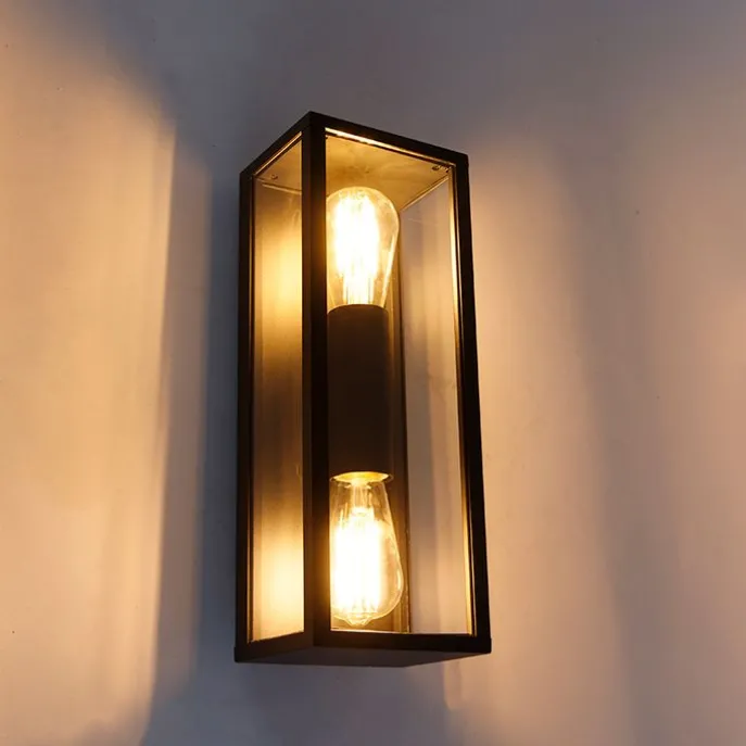 Industrielle Wandleuchte schwarz 38 cm 2-Licht IP44 - Charlois