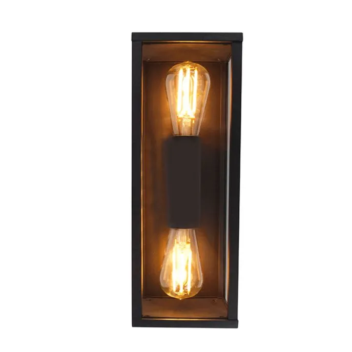 Industrielle Wandleuchte schwarz 38 cm 2-Licht IP44 - Charlois