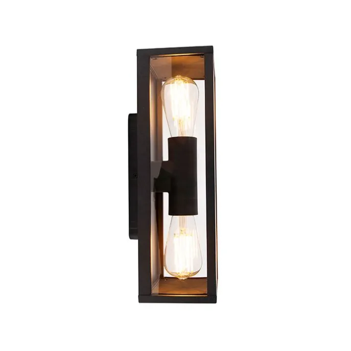 Industrielle Wandleuchte schwarz 38 cm 2-Licht IP44 - Charlois