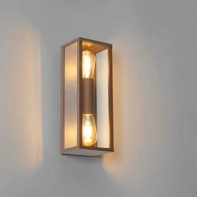 Industrielle Wandleuchte rostbraun 38 cm 2-flammig IP44 - Charlois