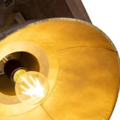 Industrieller Deckenspot Bronze mit Holz 30 cm - Mangos