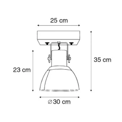 Industrieller Deckenspot Bronze mit Holz 30 cm - Mangos