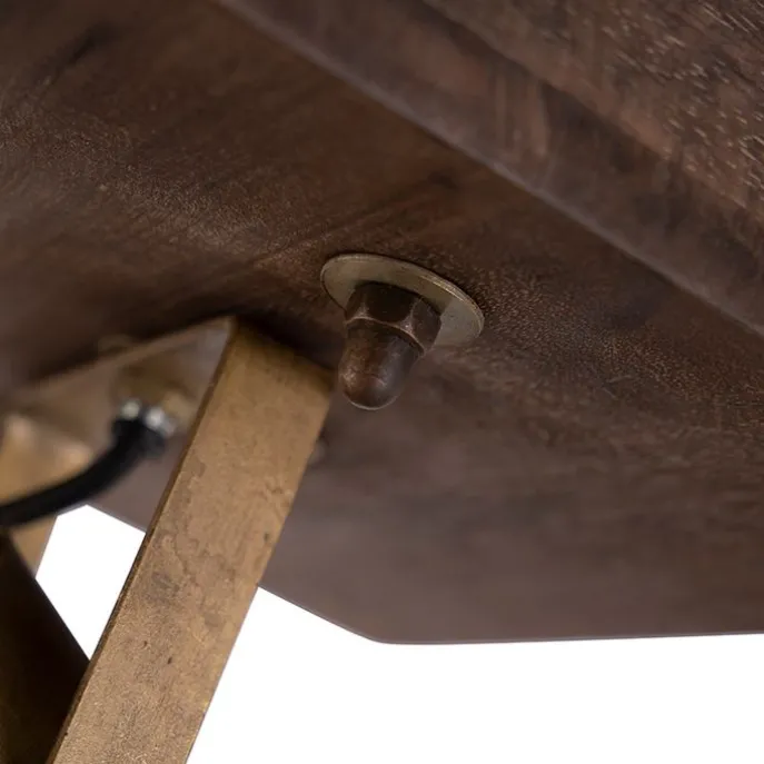 Industrieller Deckenspot Bronze mit Holz 30 cm - Mangos