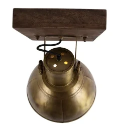 Industrieller Deckenspot Bronze mit Holz 30 cm - Mangos