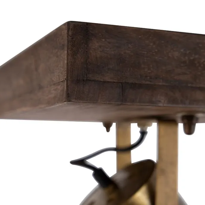 Industrieller Deckenspot Bronze mit Holz 30 cm - Mangos