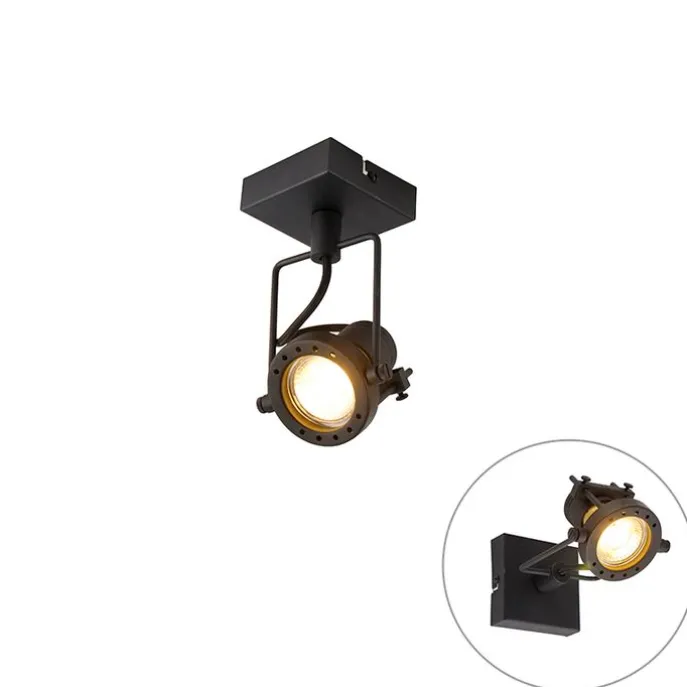 Industrieller Deckenspot schwarz verstellbar GU10 50mm - Suplux