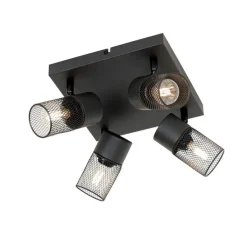 Industrieller Deckenstrahler schwarz 4-flammig verstellbar - Jim