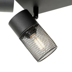 Industrieller Deckenstrahler schwarz 4-flammig verstellbar - Jim