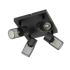 Industrieller Deckenstrahler schwarz 4-flammig verstellbar - Jim