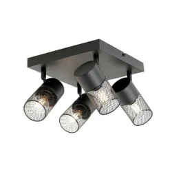 Industrieller Deckenstrahler schwarz 4-flammig verstellbar - Jim