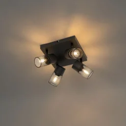 Industrieller Deckenstrahler schwarz 4-flammig verstellbar - Jim