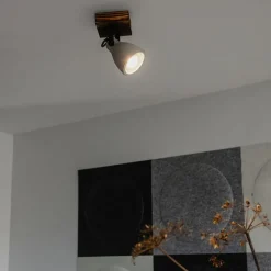 Industrieller Deckenstrahler Holz mit Beton - Creto