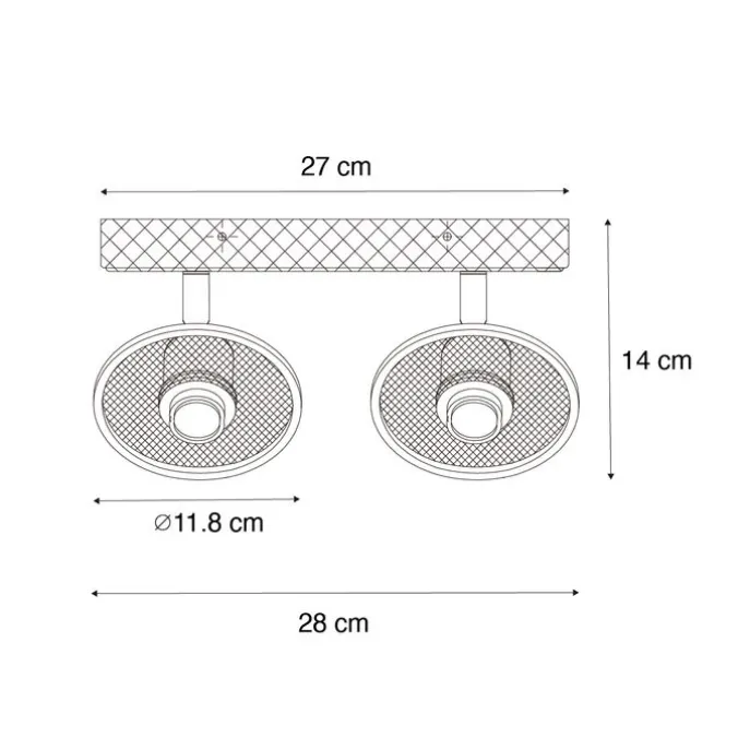 Industrieller Deckenstrahler schwarz mit Holz 2-flammig - Jasmijn