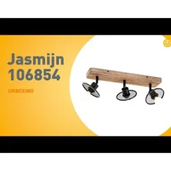 Industrieller Deckenstrahler schwarz mit Holz 3-flammig - Jasmijn