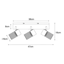 Industrieller Deckenstrahler schwarz 3-flammig verstellbar - Jim