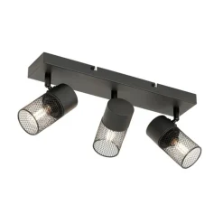 Industrieller Deckenstrahler schwarz 3-flammig verstellbar - Jim