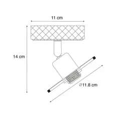 Industrieller Deckenstrahler schwarz mit Holz - Jasmijn