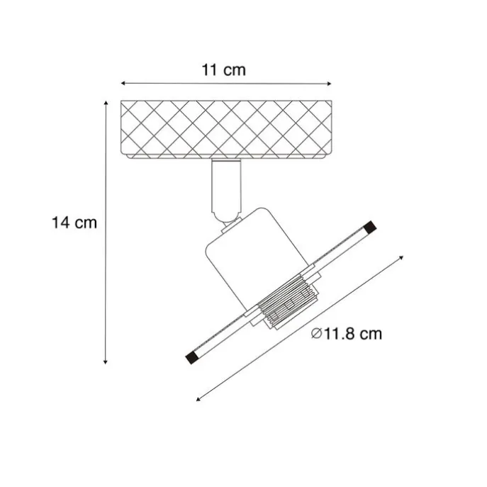 Industrieller Deckenstrahler schwarz mit Holz - Jasmijn