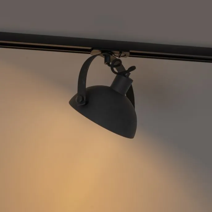 Industrieller 1-phasiger Schienenstrahler schwarz mit goldfarbenem Innenleben - Iconic Magnax