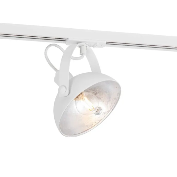 Industrieller Schienenstrahler weiß mit silbernem Innenleben - Iconic Magnax