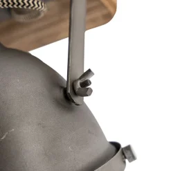 Industrieller Smart Spot grau mit Holz inkl. 2 WiFi GU10 - Emado