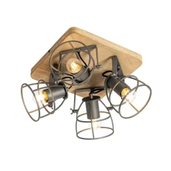 Industrieller Spot aus Holz mit dunkelgrauem verstellbarem 4-Licht – Arthur