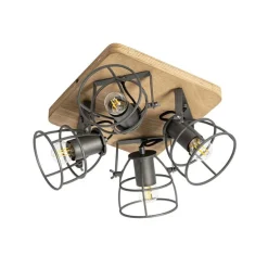 Industrieller Spot aus Holz mit dunkelgrauem verstellbarem 4-Licht – Arthur