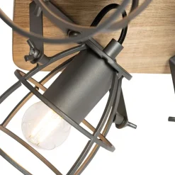 Industrieller Spot aus Holz mit dunkelgrauem verstellbarem 4-Licht – Arthur
