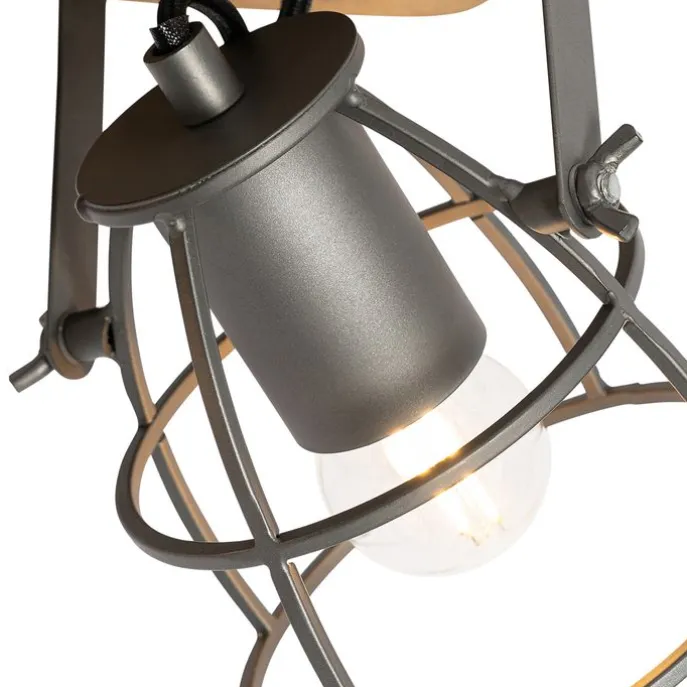 Industrieller Spot aus Holz mit dunkelgrauem verstellbarem 4-Licht – Arthur