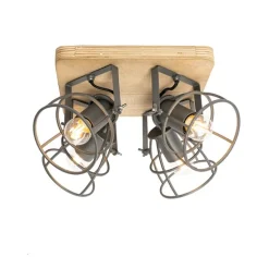 Industrieller Spot aus Holz mit dunkelgrauem verstellbarem 4-Licht – Arthur