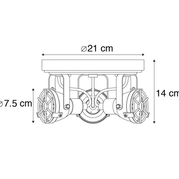Industrieller Spot im Rostdesign 3-Flammig - Sorra